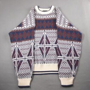 Vintage 90s Geometric Cross Knit Editions by Van Heusen Men's Pattern Sweater XL